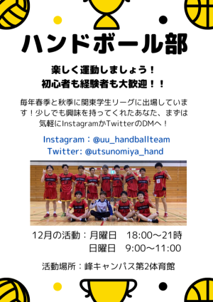 男子ハンドボール部のビラ